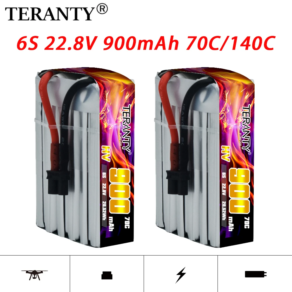 1/2 pz aggiornato TREANTY 6S 22.8V 70C/140C 900mAh Lipo batteria HV Mini quattro assi FPV modello Drone batteria ad alta tensione ad alta velocità