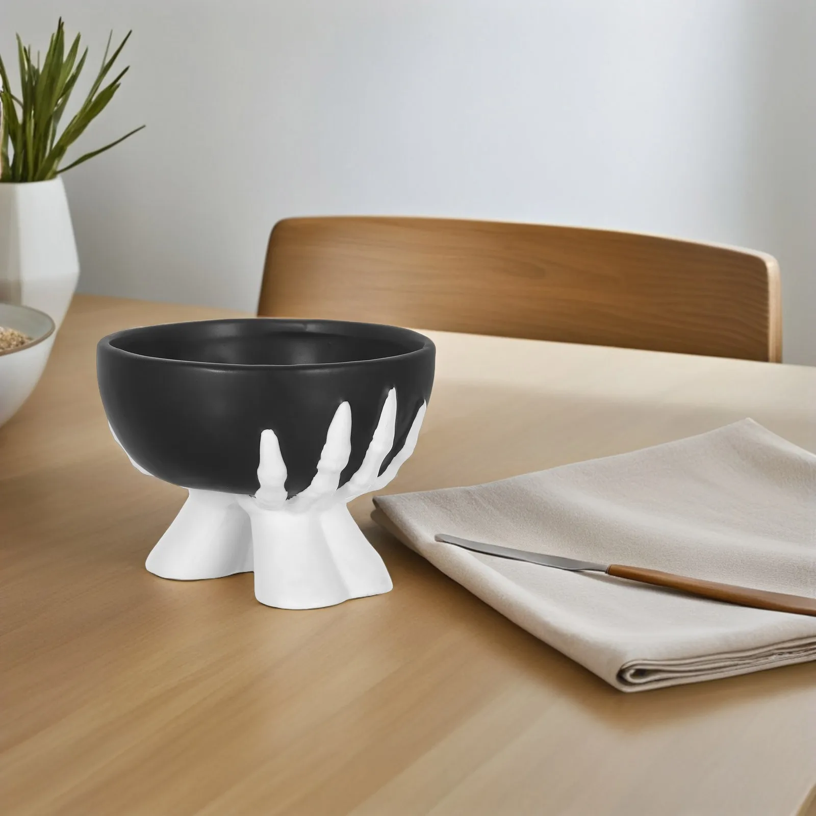 

Black Ceramic Halloween Candy Jar Dessert Bowl Serving Tray for Party Sweets Spooky Cookie Container Snack Dish Decor