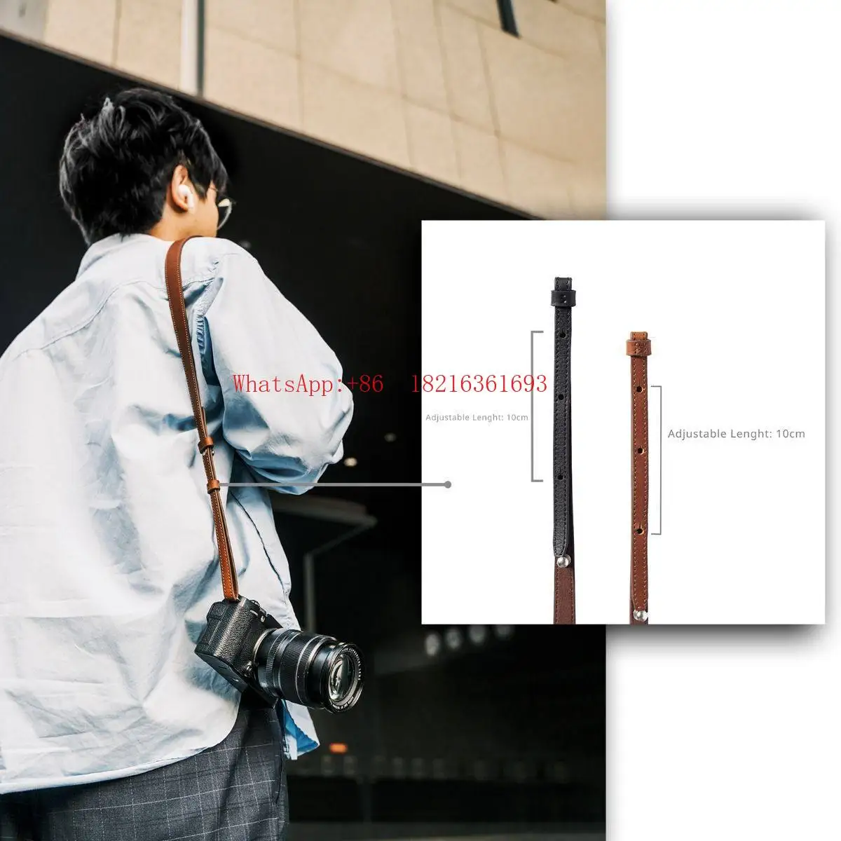 First layer cowhide camera shoulder strap universal leather camera strap horizontal collar