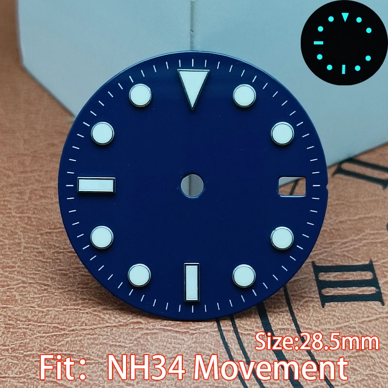 High quality NH34 dial Watch GMT dial blue green luminous dial for NH34 movement watch accessories Watch repair