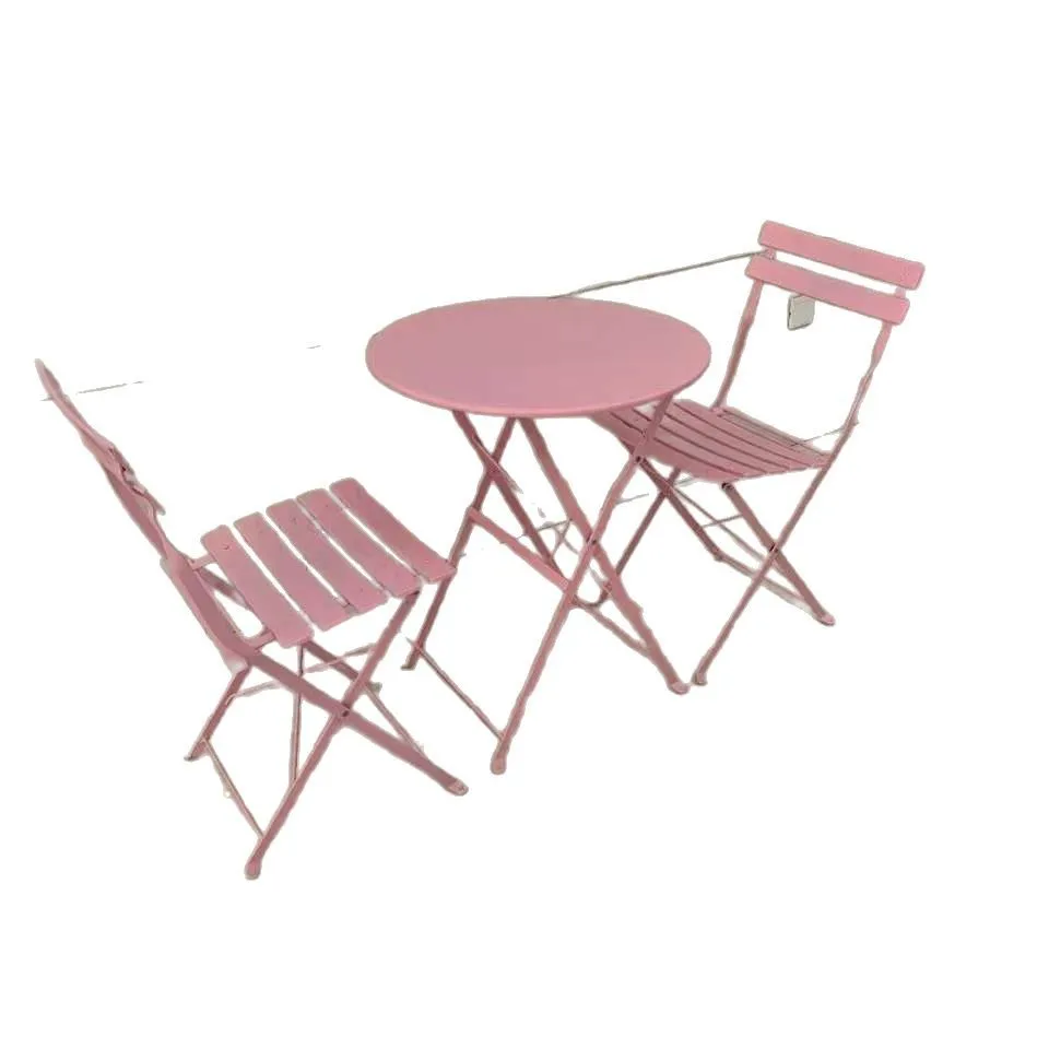 

Outdoor wrought iron tables and chairs three-piece courtyard garden leisure folding two chairs one table small balcony table