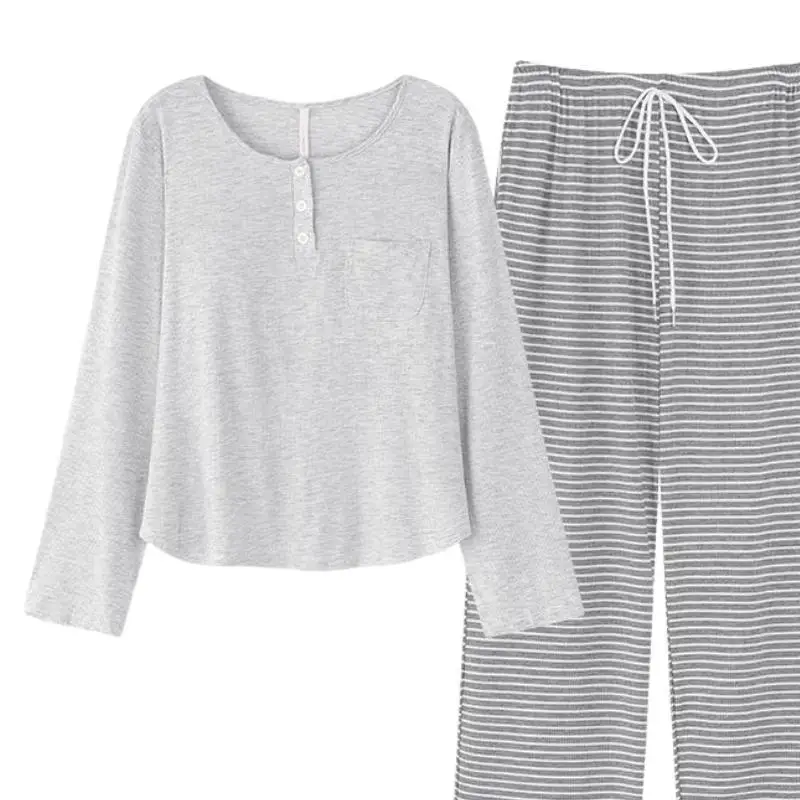 Women's long sleeved pajama set women's spring and autumn new style lace lace long pants home wear sweet two-piece set for girls 2