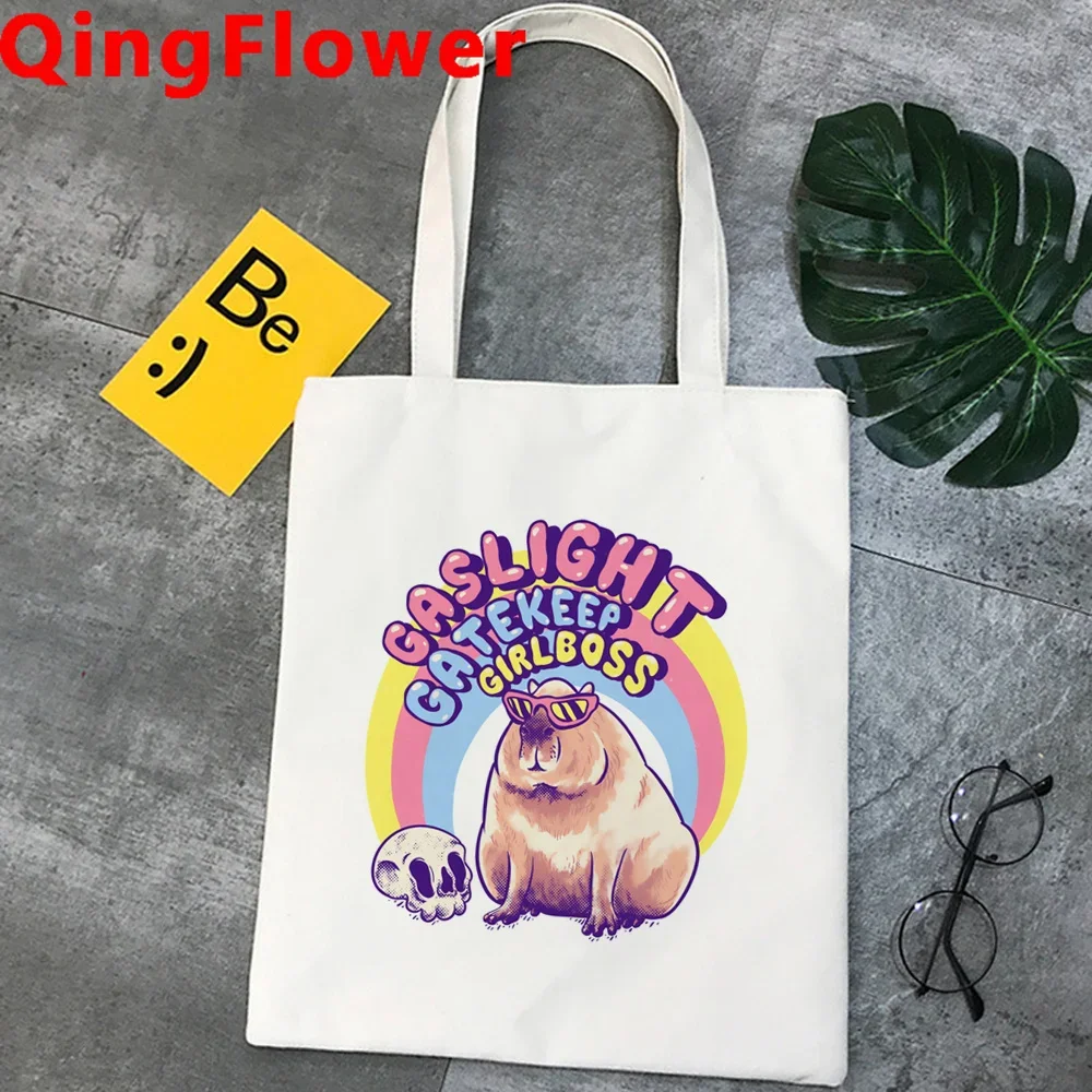 Capybara shopping bag shopper tote recycle bag bolsa cotton grocery bag sac cabas shoping cloth cabas