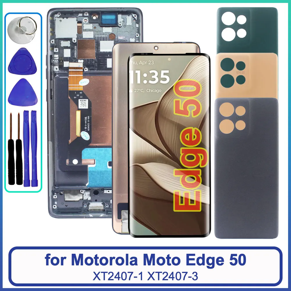 Super AMOLED LCD for Motorola Edge 50 LCD Display Touch Screen Assembly Replacement for Moto Edge 50 XT2407-3 LCD With Frame