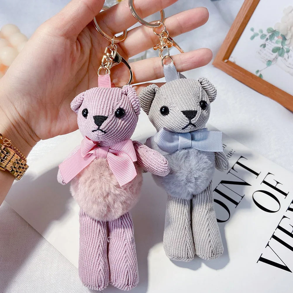 Bear Key Chain Plushie Charm Keychain Cute Little Pendant Keychains Keyring Stuffed