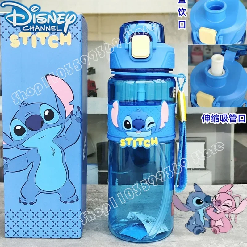 

820ml Disney Children's Water Cup Stitch Mickey Mouse Cartoon Direct Drinking Straw Drop Resistant Tritan Water Cup