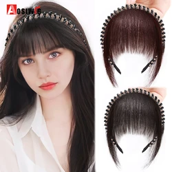 Rhinestone Headband Bangs hairpiece in one piece Synthetic Short Straight Bangs Hair Extension Fake Fringe For Women Hair Access