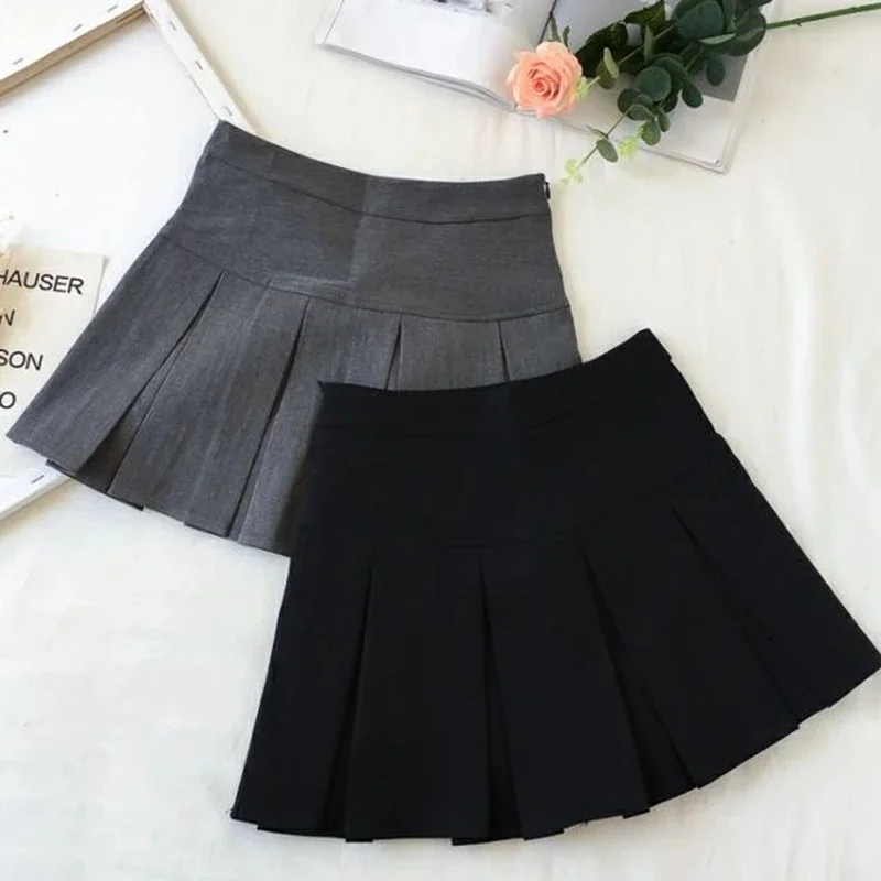 

Fashion A Line Women Pleated Skirt High Waist Zipper Grey Student Mini Skirt JK Summer New 2025 Black Ladies Suit Skirt