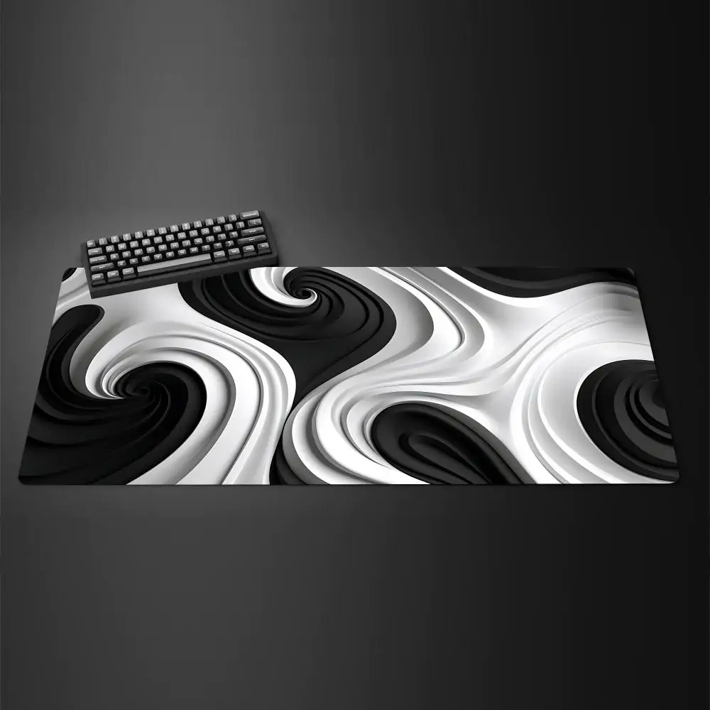 

Black and White Fluid Art Mouse Pad Large Rubber Anti-slip PC Desk Accessories Mousepad for Offices and Gamer Keyboard Decor Mat