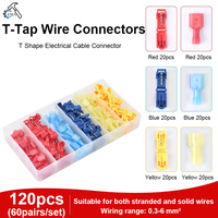 120pcs/60pairs T-Tap Wire Connectors, T Tap Electrical Connectors Quick Wire Splice Taps and Insulated Male Quick Disconnect