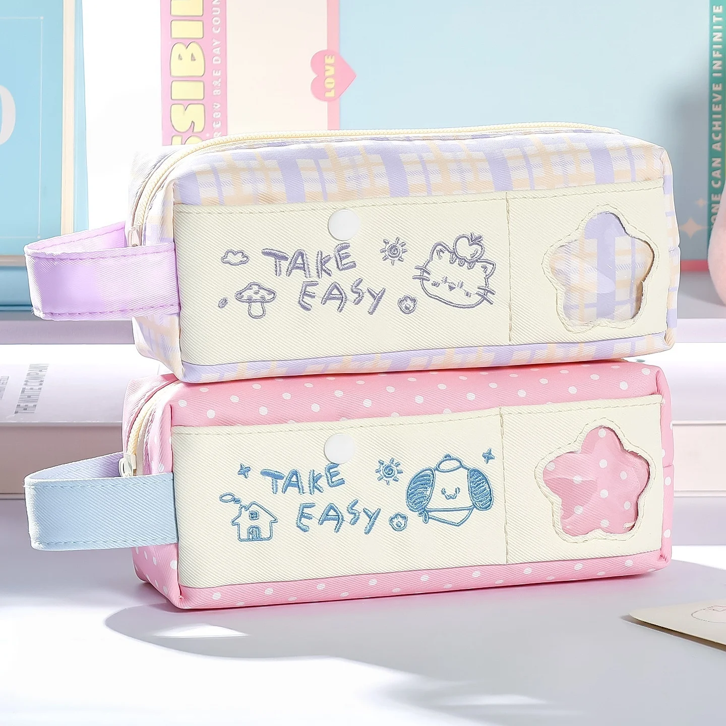 Stationery Office - Large Capacity Pencil Case Canvas Material