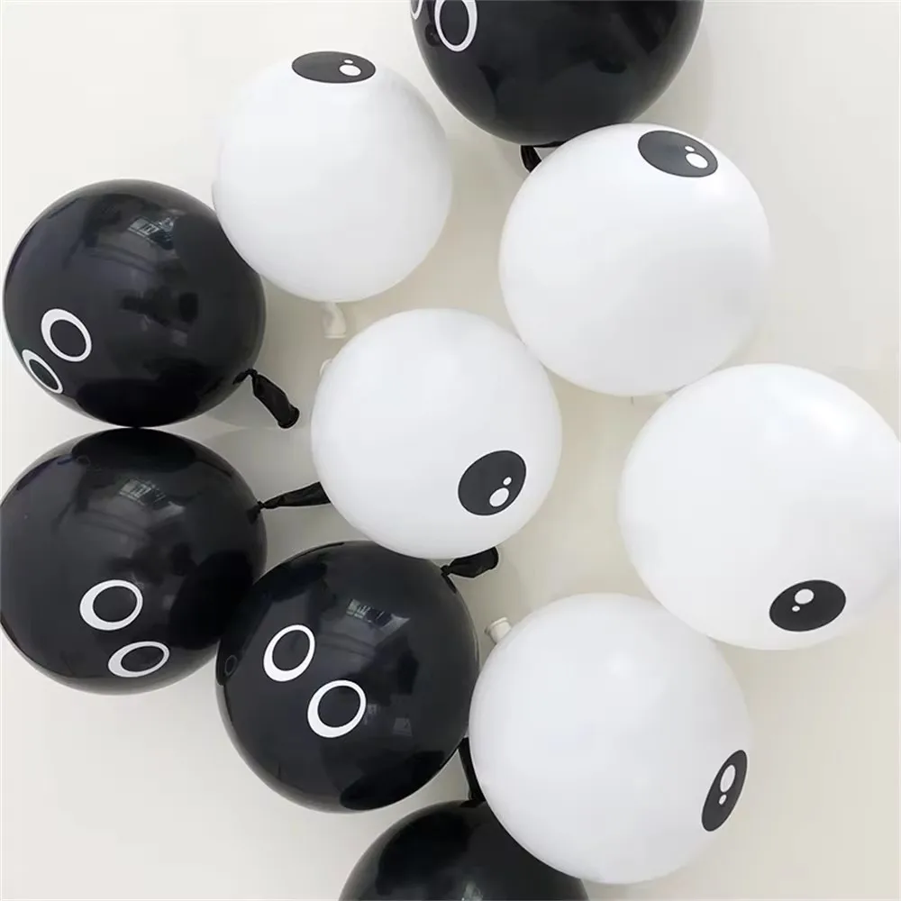 

20pcs 5inch Halloween Eyeball Balloons Thickened White Black Eye Print Latex Balloons for Halloween Party Decorations