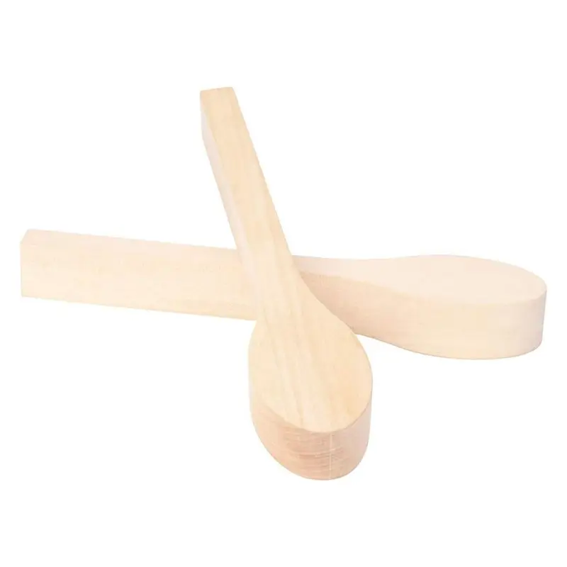 THIVN-2 Pack Wood Carving Spoon Blank Beech Unfinished Wooden Craft Whittling Kit For Beginner Kids Easy To Use