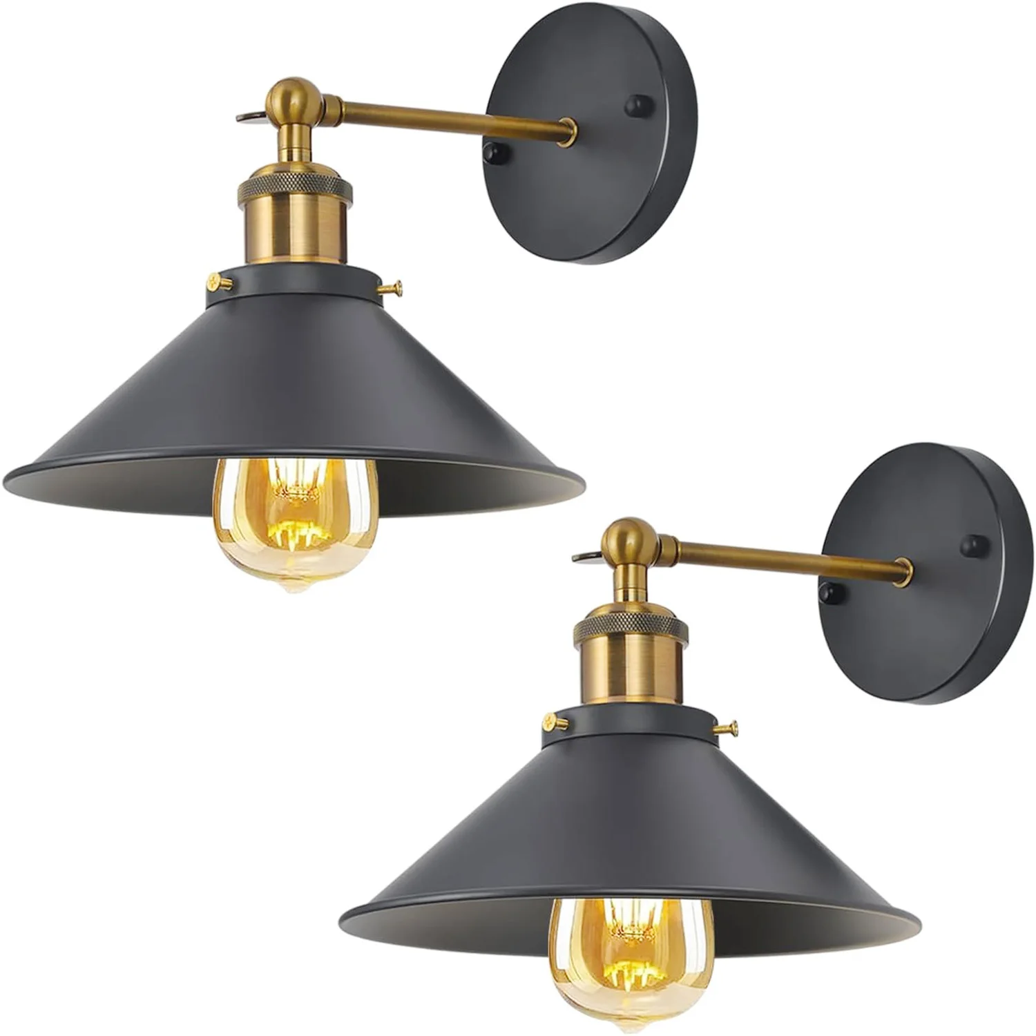 2 Stück Vintage Wandleuchte E27 Industrielle Wandleuchte mit 180 °   Drehbare Deckenleuchte für den