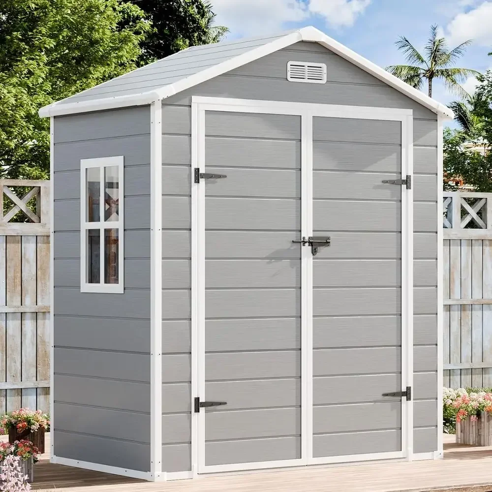 6x3 Waterproof Outdoor Storage Shed Kit with Floor, Window, and Lockable Door for Lawn and Garden Tools