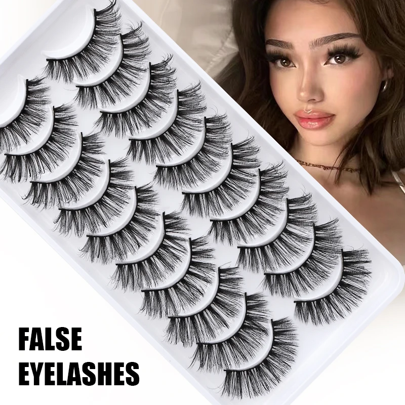 DINGSEN Weiche gefälschte Wimpern, 10 Paar, 3D-natürliche Vollstreifen-Wimpern, Schönheitsbedarf, künstliche Nerz-Wimpern, Make-up-Streifen-Wimpern – Detail 1