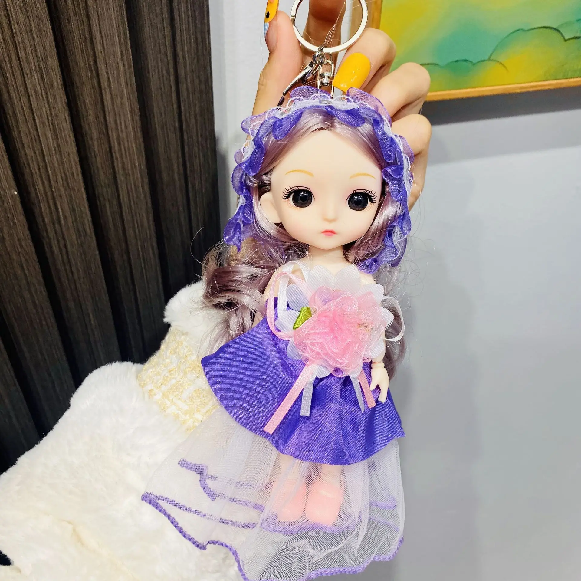 Abito lungo Portachiavi bambola principessa Regalo per figlia Carino squisito vestire bambola principessa giocattolo Corpetto Portachiavi Ciondolo borsa femminile