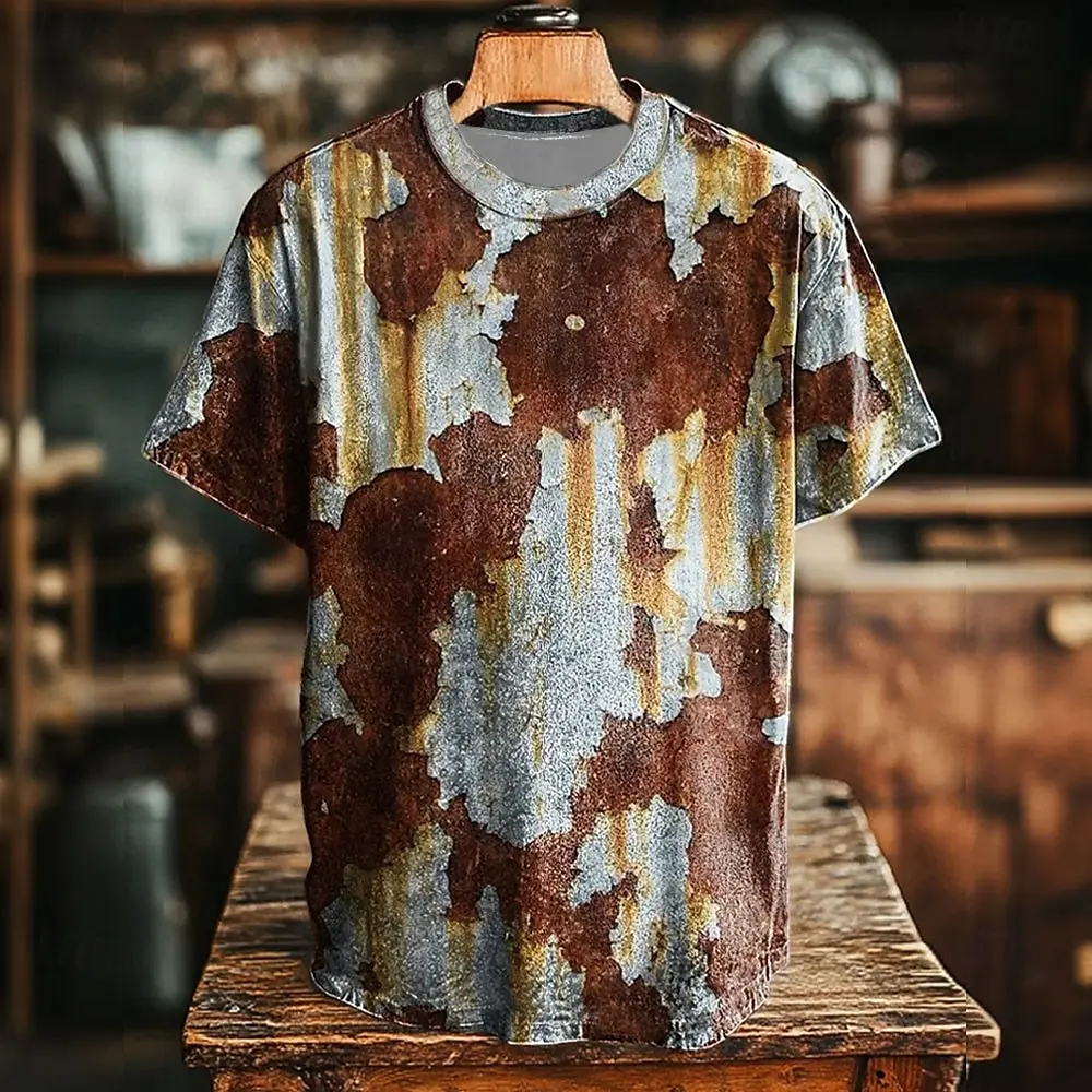 

Men's Abstract T Shirt Short Sleeve Men's Clothes Print Crew Neck Shirt Retro Vintage Street Kpop Shirts Graphic Tee Streetwear