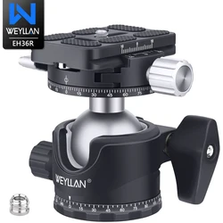 WEYLLAN EH36R Tripod Head Low Gravity Center 720 Dual Panorama Professional Video Ball Head Quick Release Plate for DSLR Camera