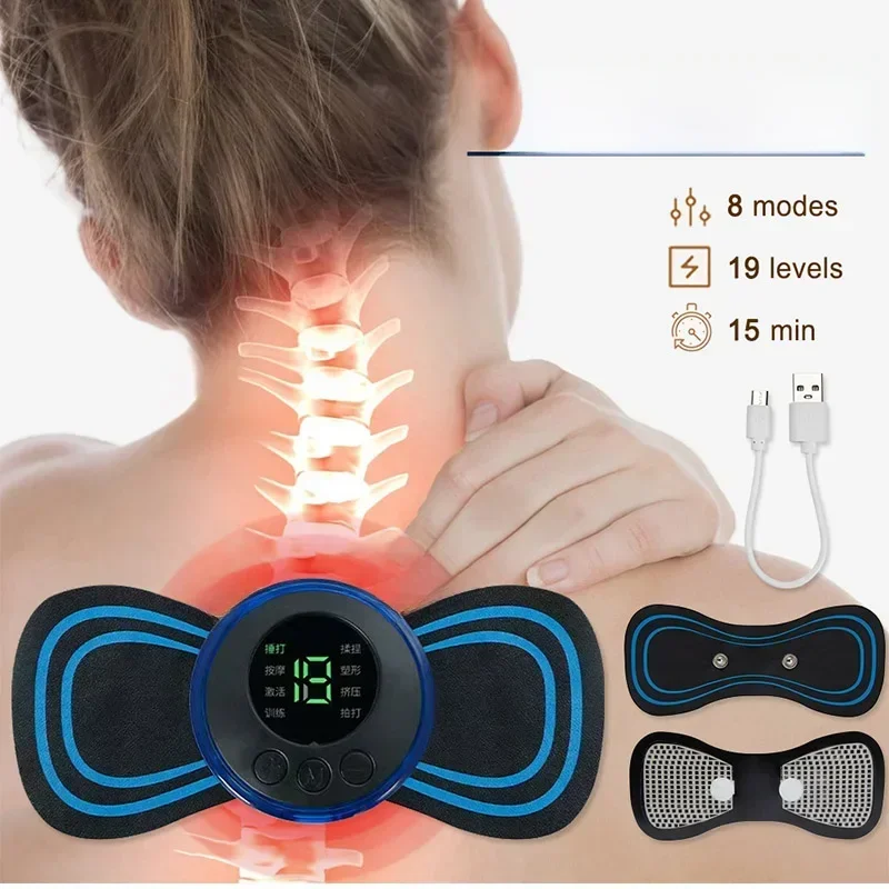 Massageador elétrico de pescoço, mini remendo cervical para costas, estimulador de fadiga, massageador, tapete, ferramenta de massagem para uso doméstico