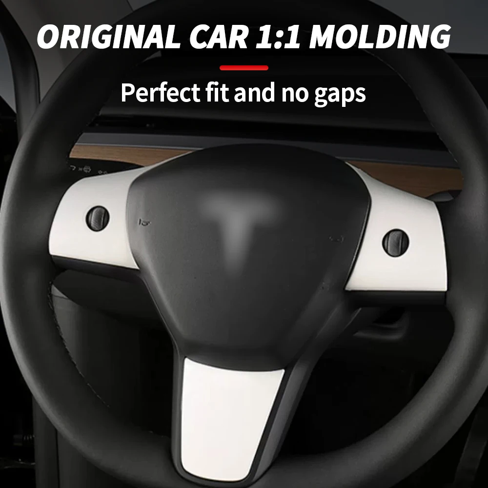 ABS Car Steering Wheel Cover Sticker For Tesla Model 3 Y 2023 Car Panel Trim Frame Model Y Interior Modified Accessories