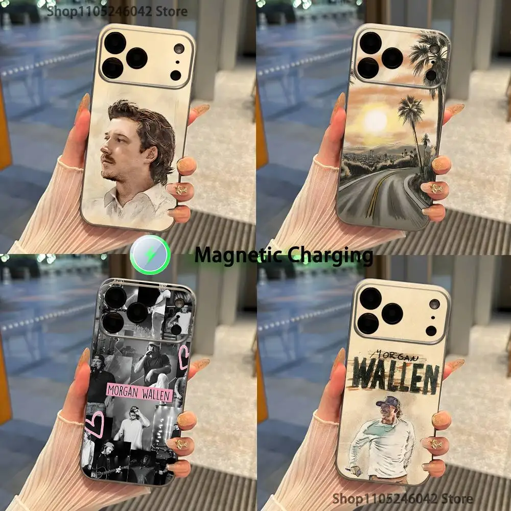 

Singer M-Morgan Wallen For iPhone 17,16,15,14,13,12,11,Pro,Max,Plus Transparent gray Phone Case Magnetic Wireless Charging