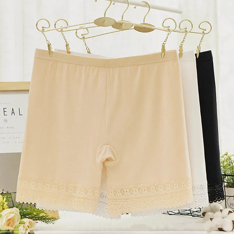 Bragas de encaje sin costuras para mujer, pantalones cortos elásticos de cintura alta, ropa interior adelgazante debajo de la falda, Verano