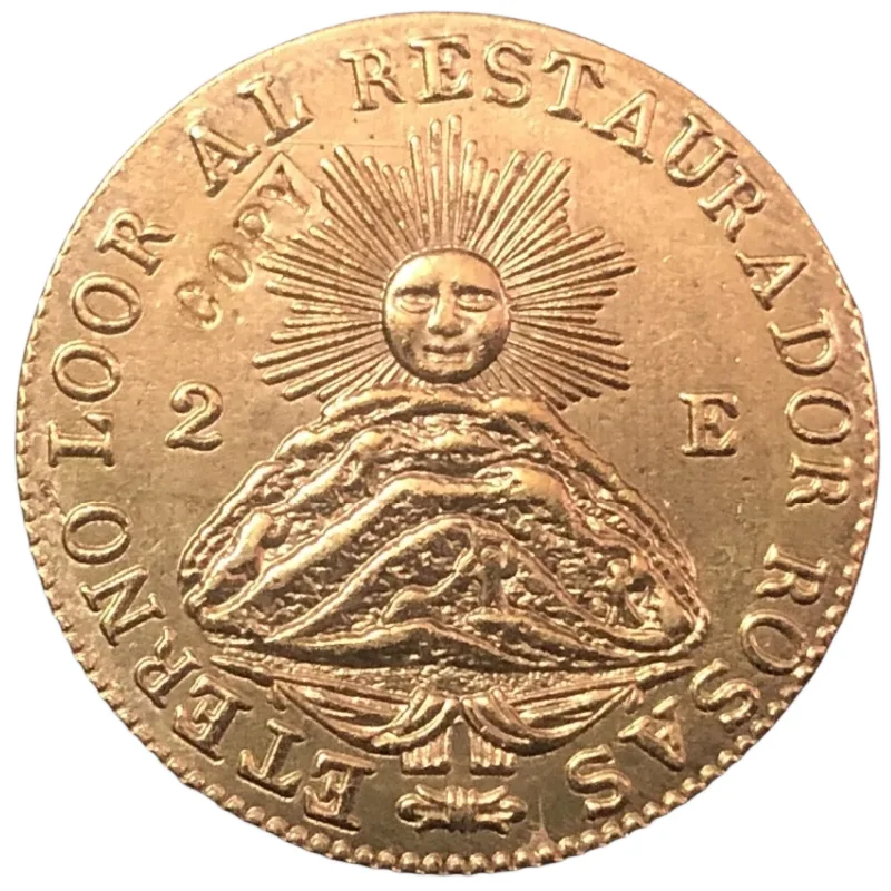 1843 La Rioja 2 Escudos Gold Copy Coin