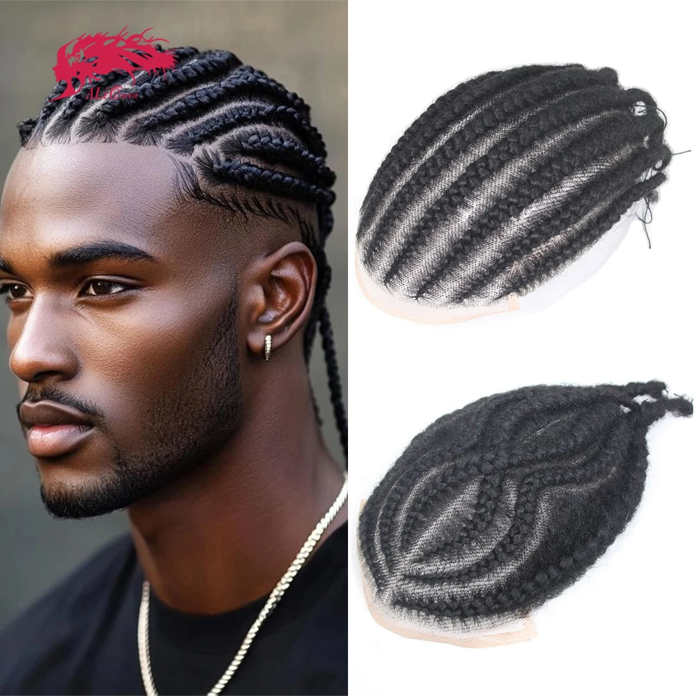 

Ali Queen Africa Dreadlock Human Hair Pieces Full Lace Base Twist Crochet Braids Toupee For Men 8x10 Prothesis Breathable Wig