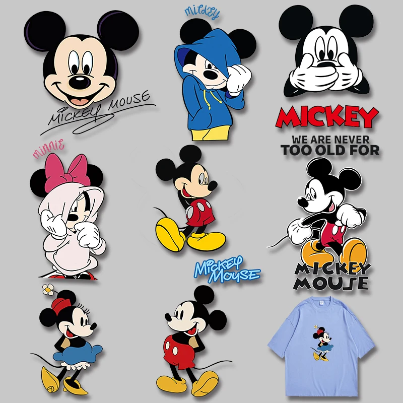 

Mickey Classic Cartoon Image Patches for Kids Clothing Jacket Washable Stickers on Clothes Heat-sensitive patches