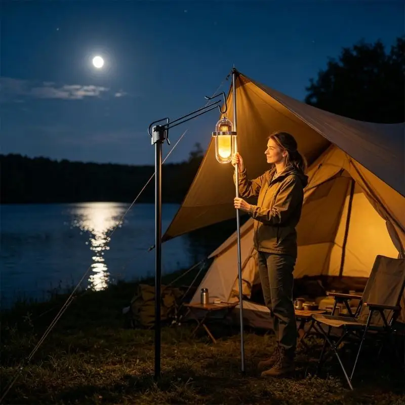 Compact Hangable Camp Light With Realistic Flickering Flame And White Warm Light Feature For Romance Charm