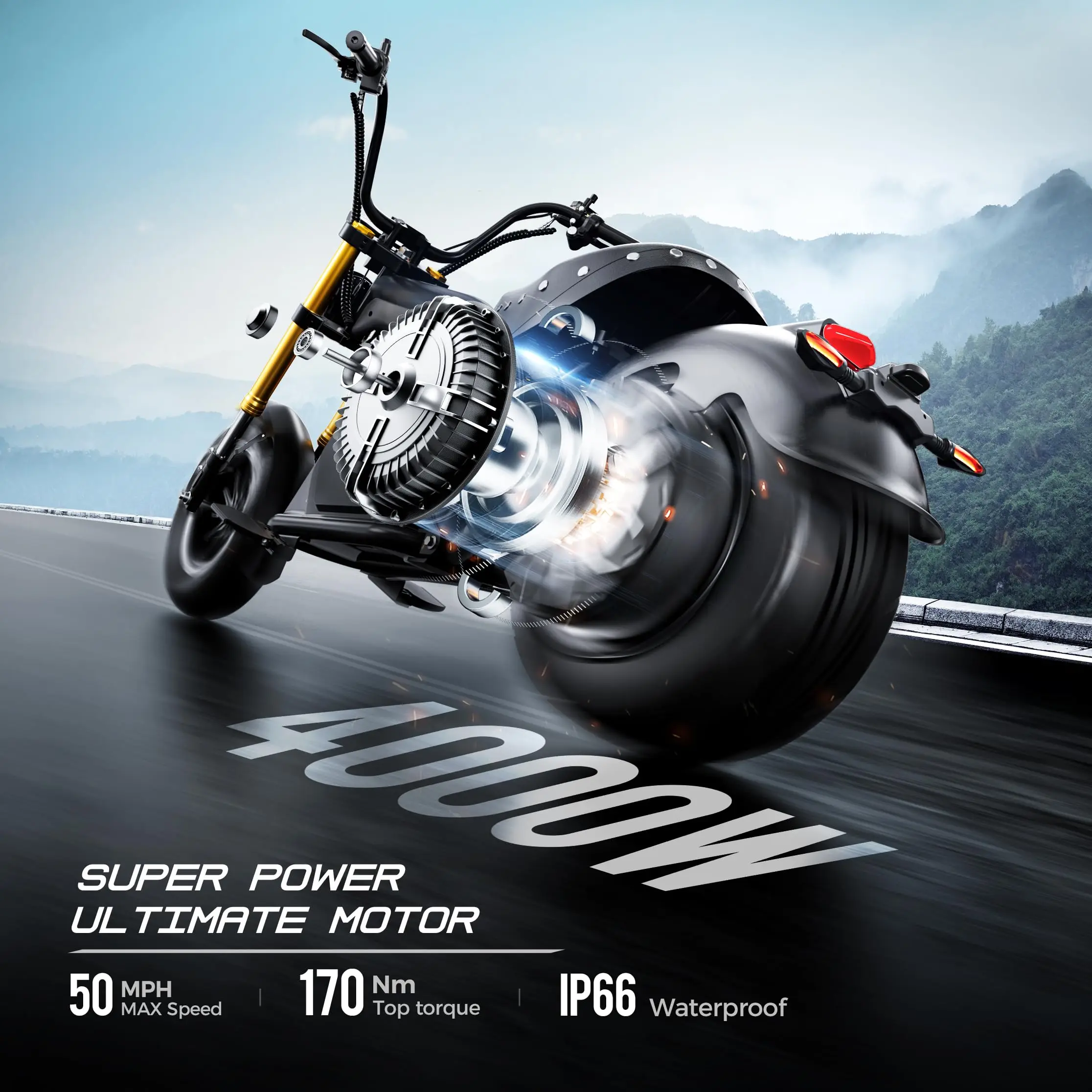 Motocykl elektryczny SXLL 4000W 50MPH M8S dla dorosłych, bateria litowa 72V 35Ah, szybkie ładowanie 3h, zasięg 70 mil, zdalnie sterowany, homologowany do jazdy po drogach.