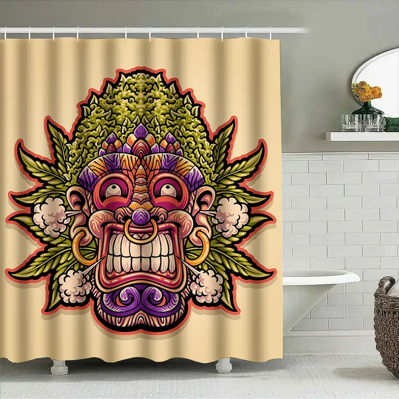 

Tuniu Balinese Arak Lord Shower Curtain Exotic Hindu God Wall Decor Unique Bathroom Art