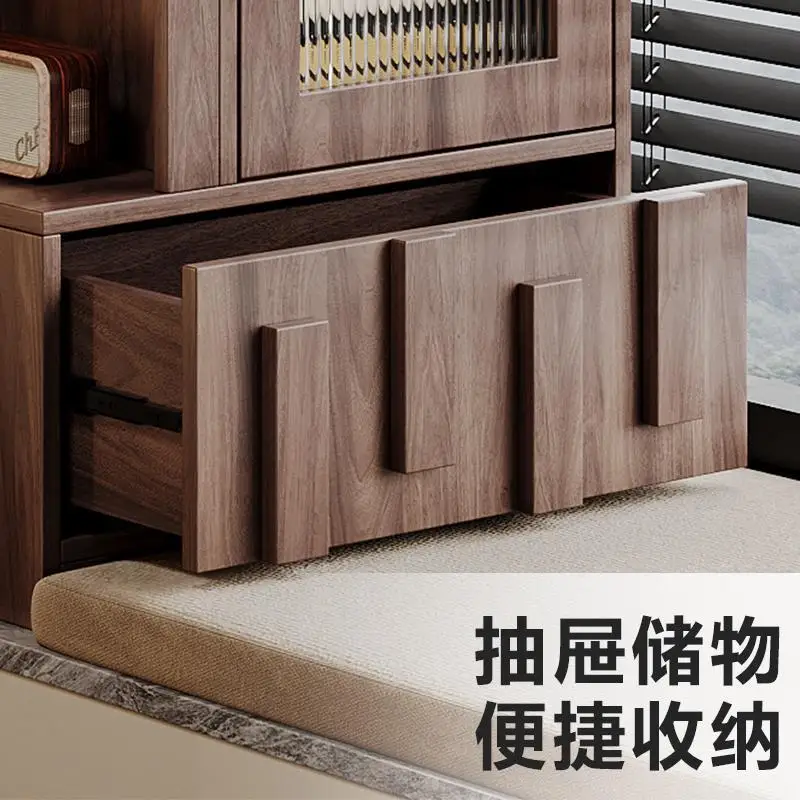 Bay window storage cabinet, solid wood locker