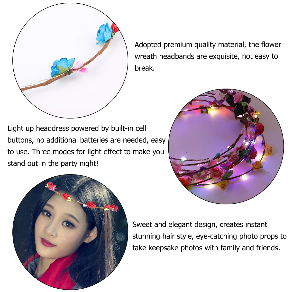 

9 Pcs Glowing Flower Party Headbands Wreath Crown Wreaths Girl Hair Accessories