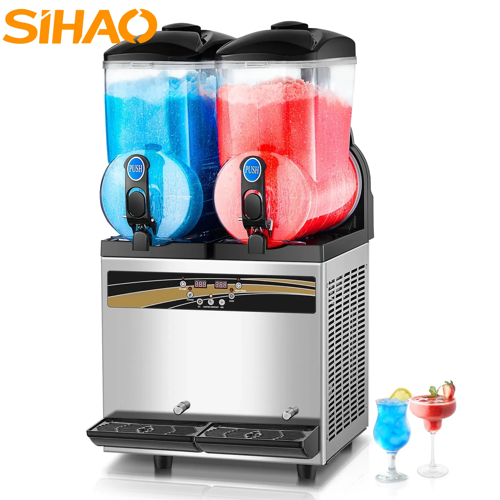 

SIHAO Commercial Slushy Machine 15L*2 Double Tank Slushy Machine Slushie Maker for Home Party Restaurants Cafe Bars