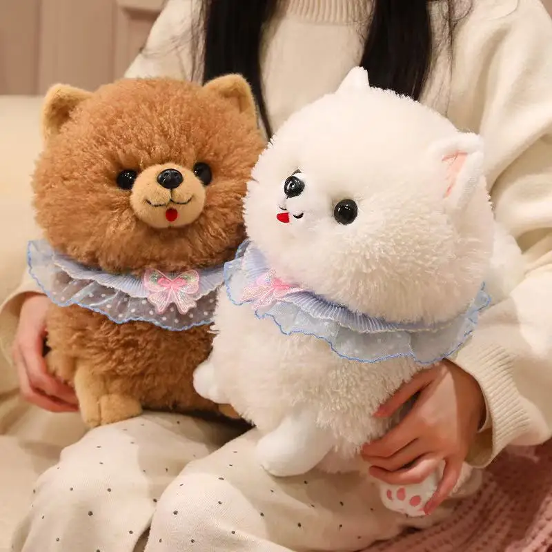 Poupée poméranienne mignonne de Simulation 25/35cm, jouet en peluche fait à la main, dessin animé, oreiller mignon, cadeau d'anniversaire pour enfants