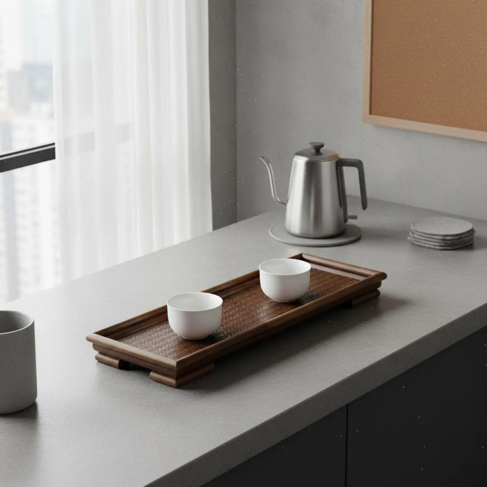Bamboo Composite Serving Tray Retro Japanese Tea Board for Home Table Decoration