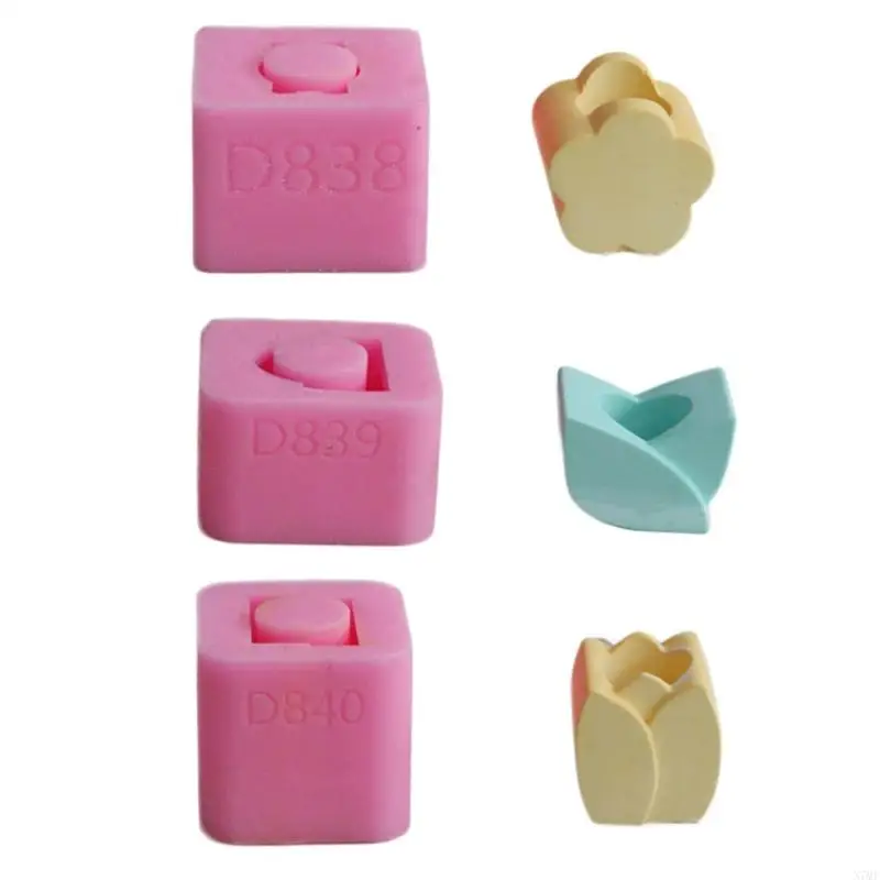 

N7MF Detailed Silicone Holder Mold for Crafting Decorative Flower and Leaf