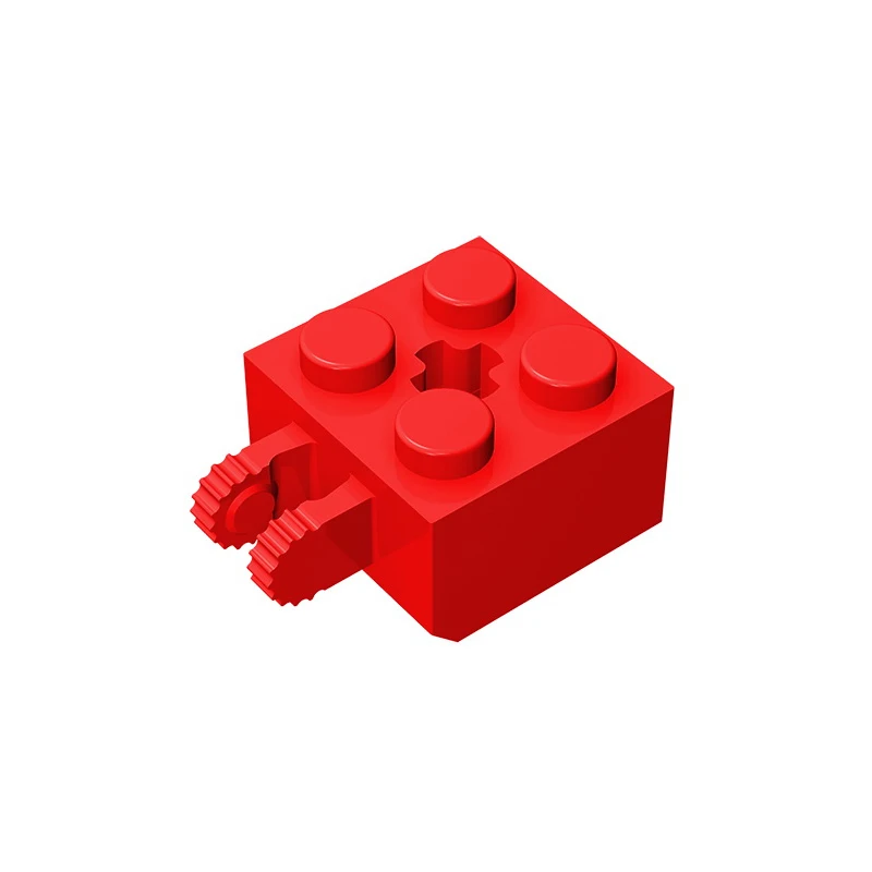 Gobricks GDS-1085 Brick 2 x 2 Hinge Locking with 2 Fingers Vertical and Axle Hole, 9 Teeth compatible 40902