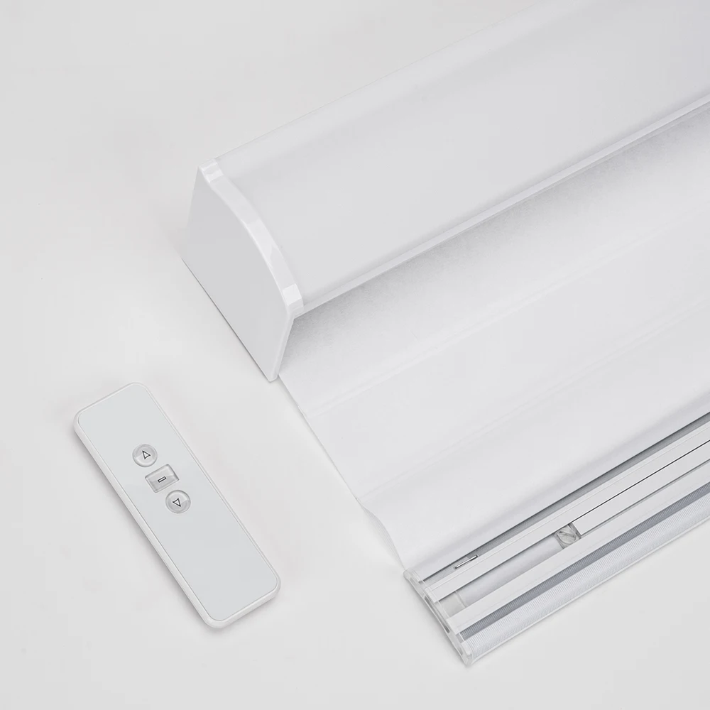 

15HOT Tuya умные внутренние электрические жалюзи автоматический современный дизайн занавес моторизованный Shangri-La горизонтальный тканевый узор