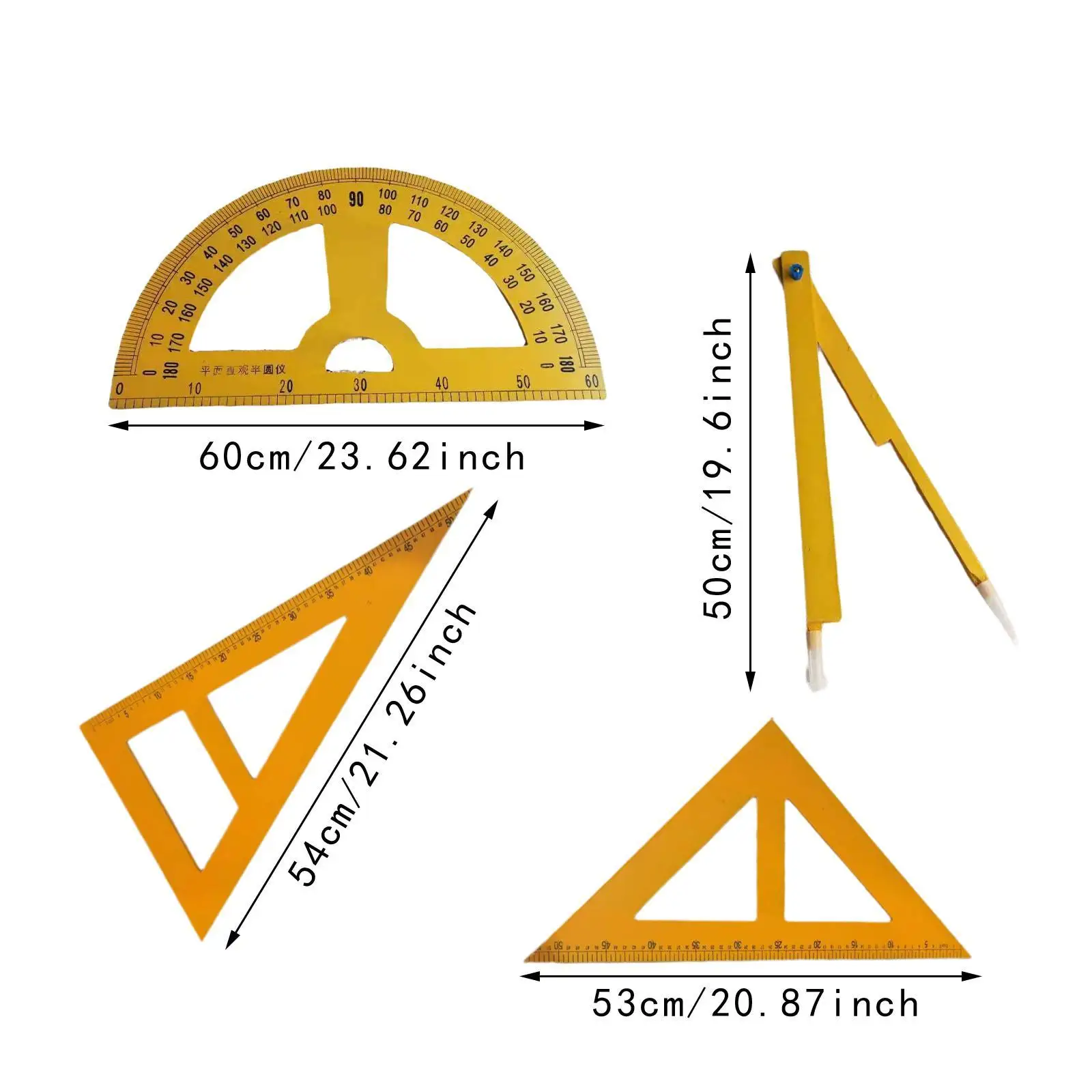 Juego de herramientas geométricas de pizarra blanca, regla de enseñanza multifunción profesional para dibujos de ingeniería, aula de profesores, 4 Uds.