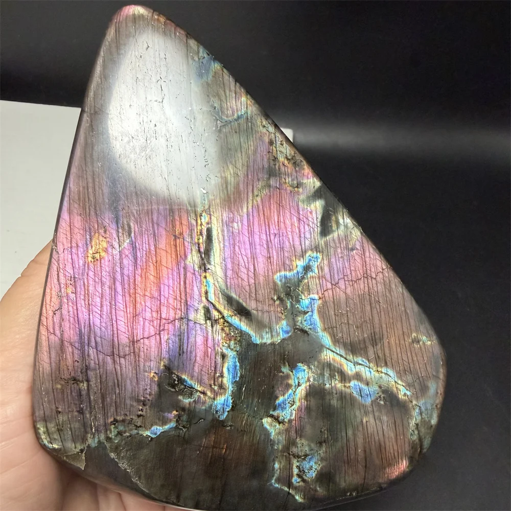 Natural Beach Vibes Yellow Blue Light Labradorite Ornaments Standing Big Blocks Rare Pink Light Labrador Stone Mineral Specimen