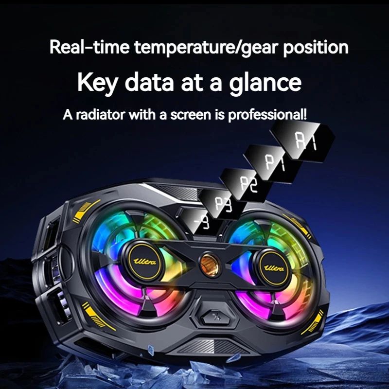 K32 Smart Back Clip Phone Cooler Semiconductor Fast Cooling Digital Display 4 Speed Adjustable for Gaming Live Streaming