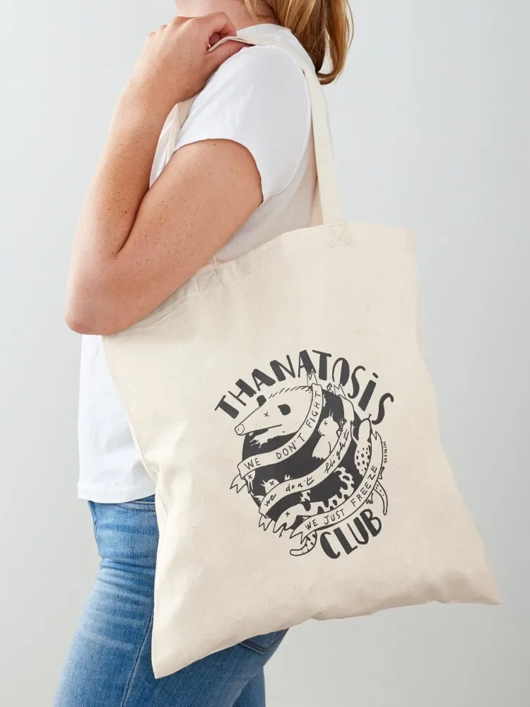 Thanatosis Club - we don't fight we don't fligh we just freeze Tote Bag Woman shopper bag tote bags cloth bags Handbags women