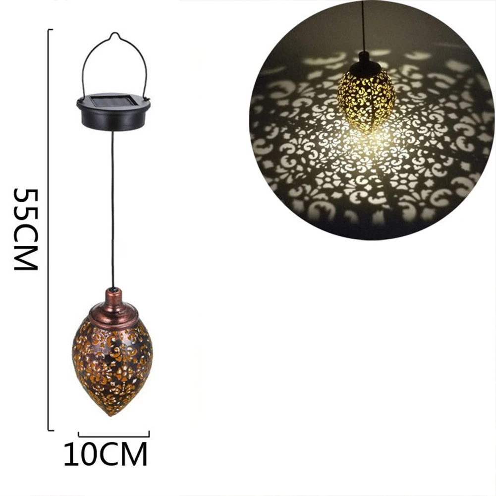 Imagem -06 - Outdoor Impermeável Pendurado Led Jardim Luzes Lanternas Solares Ferro Arte Lâmpada Água Gota Forma Lanternas Decorativas para Quintal Pátio