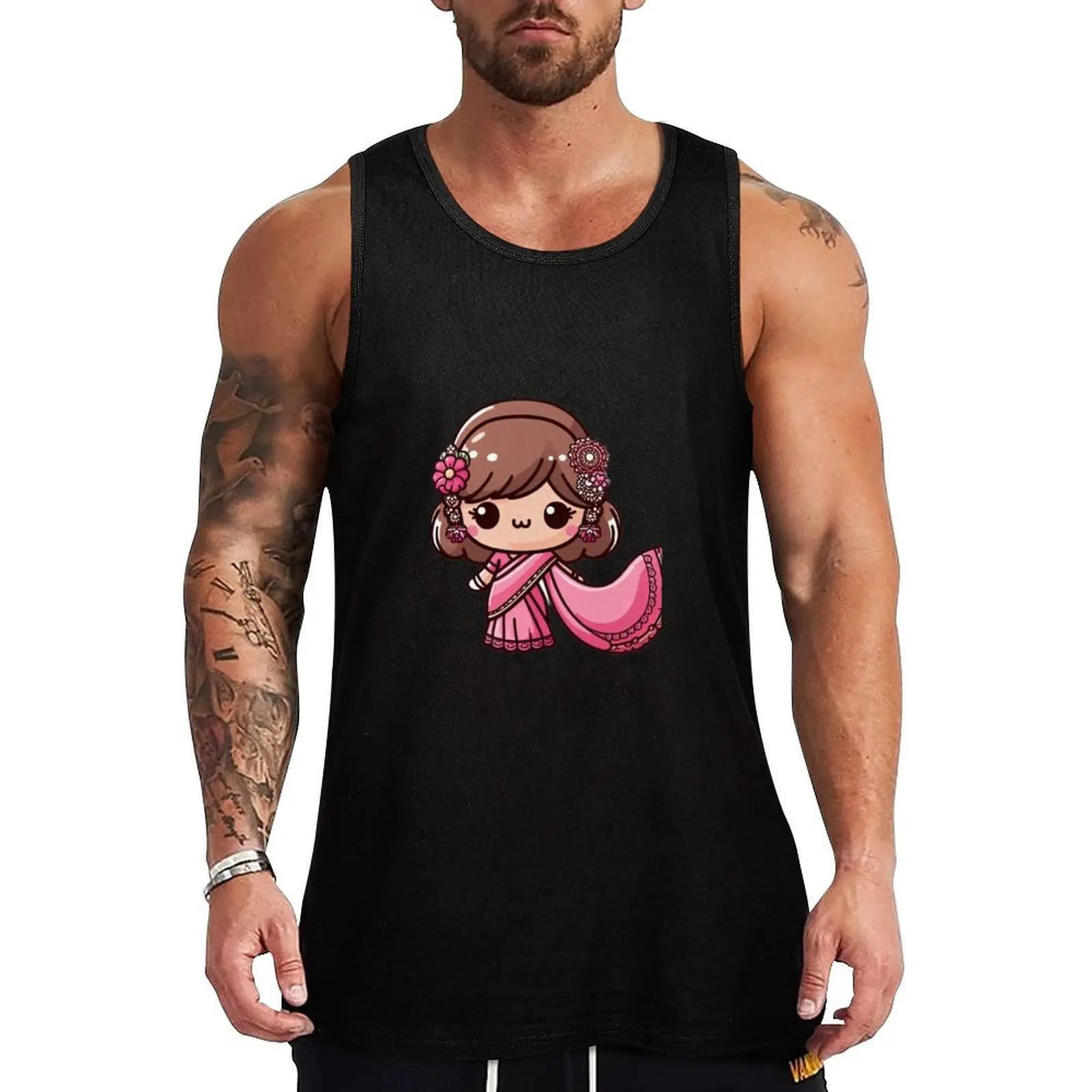 Little Pink Saree Tank Top Casual Soft Tank Top Loose Sleeveless Everyday Shirt