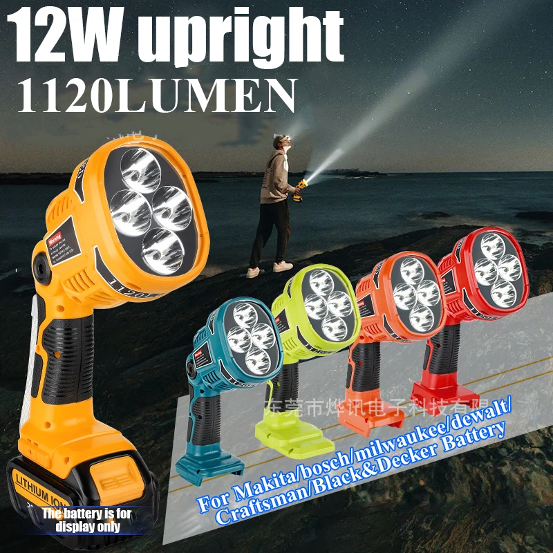 

1120LM светодиодный рабочий свет для Dewalt/Makita/Milwaukee/Bosch/Craftsman/Black&Decker 14.4V-20V литий-ионные батареи портативный фонарь беспроводный прожектор с портом USB Быстрая зарядка 4 настройки режима 110 градусов поворотная голова для кемпинга,