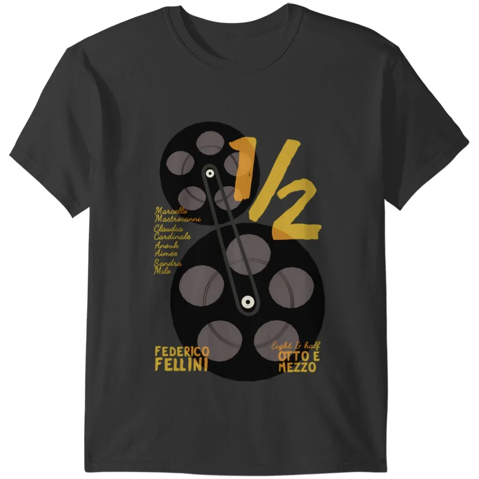 Federico Fellini 8 E 12 Eight And Half Italian Movie Poster 8 12 Otto E Mezzo Marcello Mastroianni Film T-Shirts