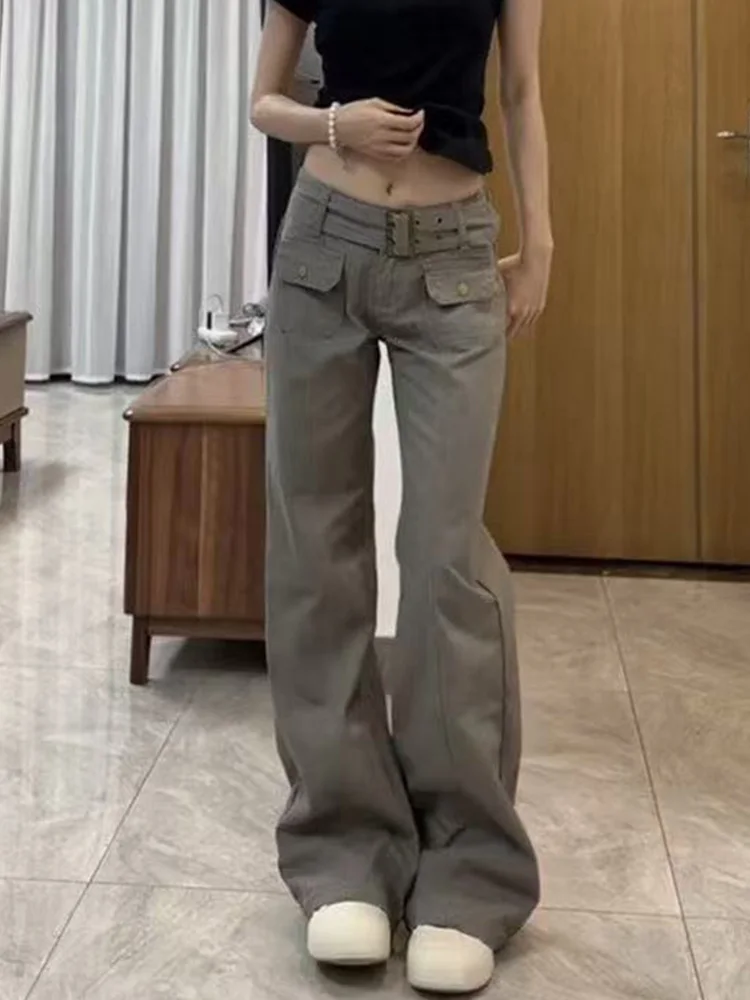 Retro American Washed Denim Jeans Women Slimming Long Pants Low Waist Zipper Pure Color Standard Fit Micro Stretch Chinese Made